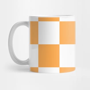 Orange and white checkerboard print Mug